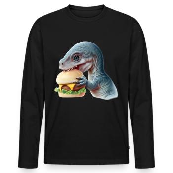 Cheeseburger Dinosauerier - Men's Premium Organic Long Sleeve Shirt - black - Front - Nico (187cm)