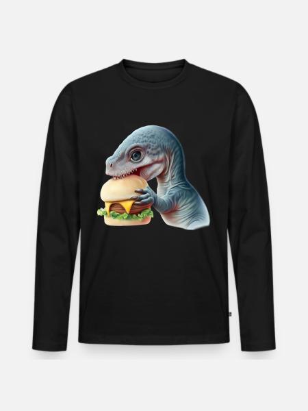 Cheeseburger Dinosauerier - Men's Premium Organic Long Sleeve Shirt - black