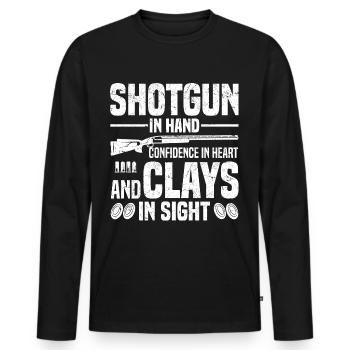 Trapschießen | Schießsport Fallenschießen Geschenk - Männer Premium Bio Langarmshirt - Schwarz - Vorne - Nico (187cm)