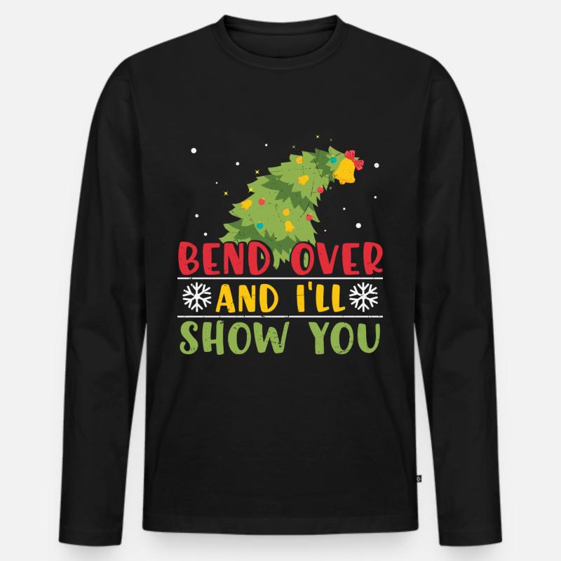 Weihnachtsbaum Geschenk Weihnachtspullover - Männer Premium Bio Langarmshirt - Schwarz