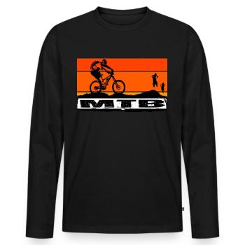 Vélo VTT - T-shirt manches longues Premium bio Homme - noir - Devant - Nico (187cm)