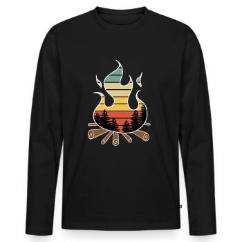 Feu de camp - T-shirt manches longues Premium bio Homme - noir - Devant - Nico (187cm)