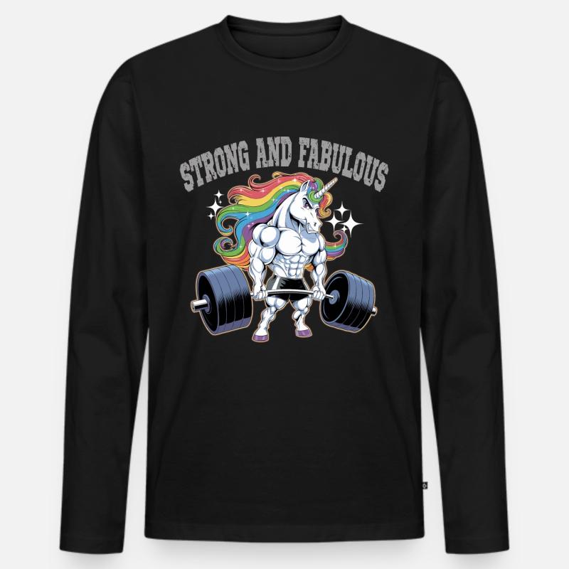Unicorn Power - Männer Premium Bio Langarmshirt - Schwarz