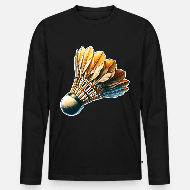 Badminton - Männer Premium Bio Langarmshirt - Schwarz