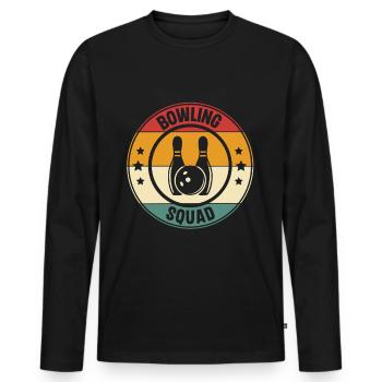 Bowling Squad - Männer Premium Bio Langarmshirt - Schwarz - Vorne - Nico (187cm)