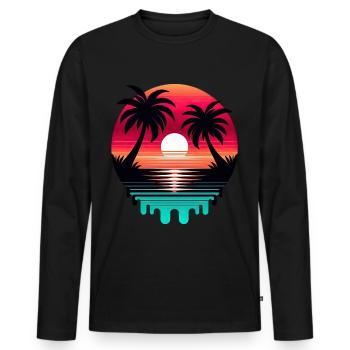 Sunlight summer vibes palm trees beach - Men's Premium Organic Long Sleeve Shirt - black - Front - Nico (187cm)
