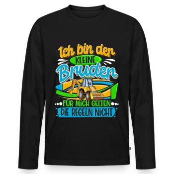 Kleiner Bruder Bagger - Männer Premium Bio Langarmshirt - Schwarz - Vorne - Nico (187cm)