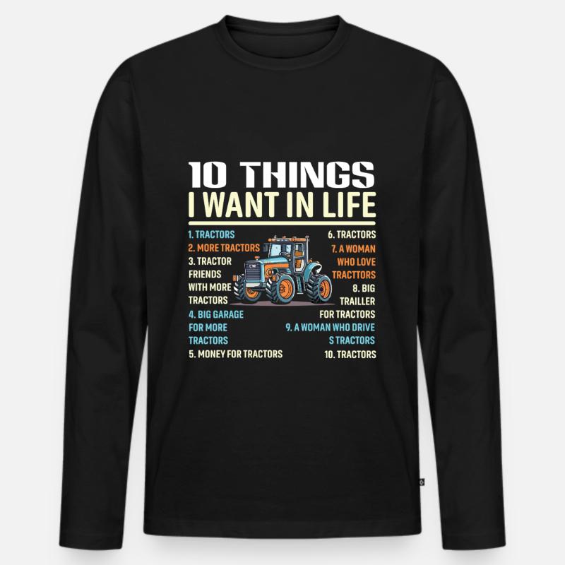 Traktor - Männer Premium Bio Langarmshirt - Schwarz