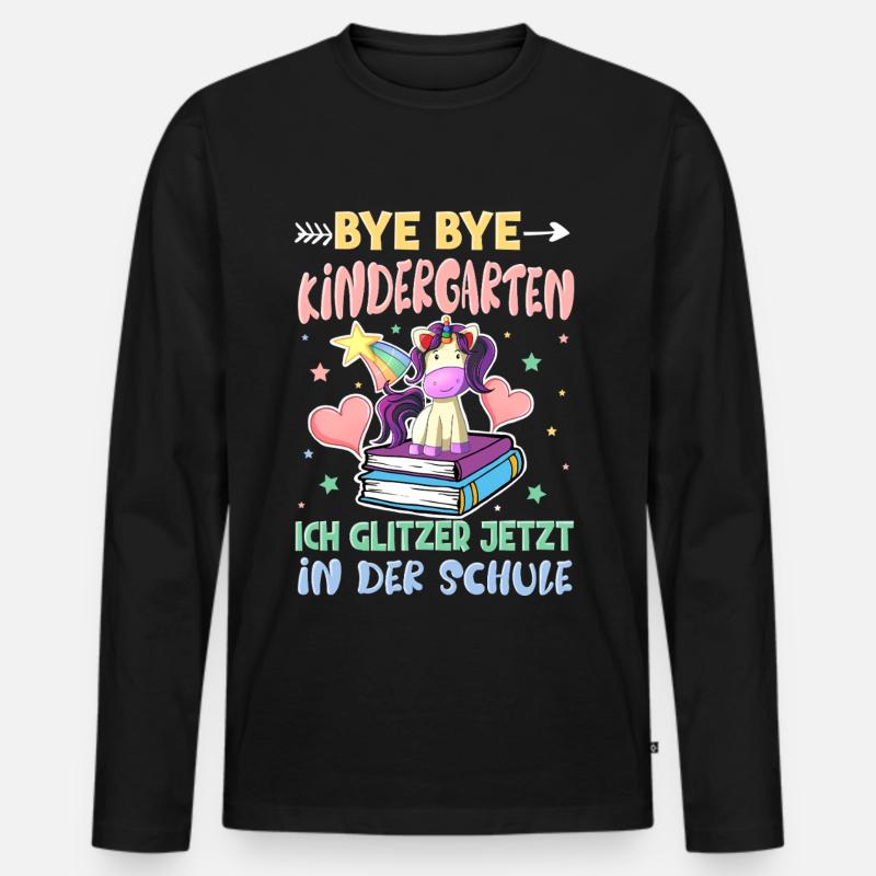 Bye Bye Kindergarten Einschulung - Männer Premium Bio Langarmshirt - Schwarz