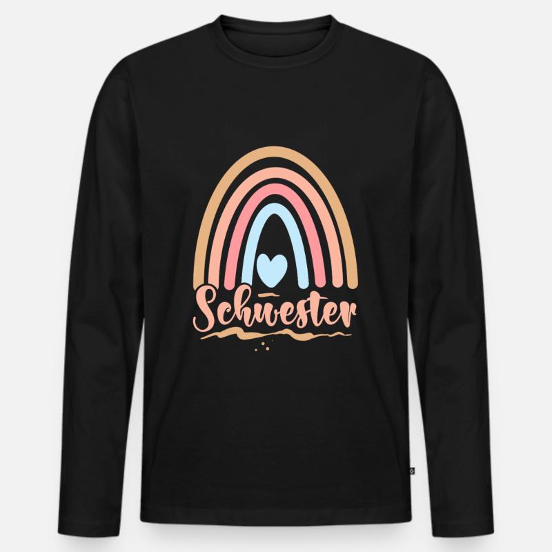 Schwester - Männer Premium Bio Langarmshirt - Schwarz