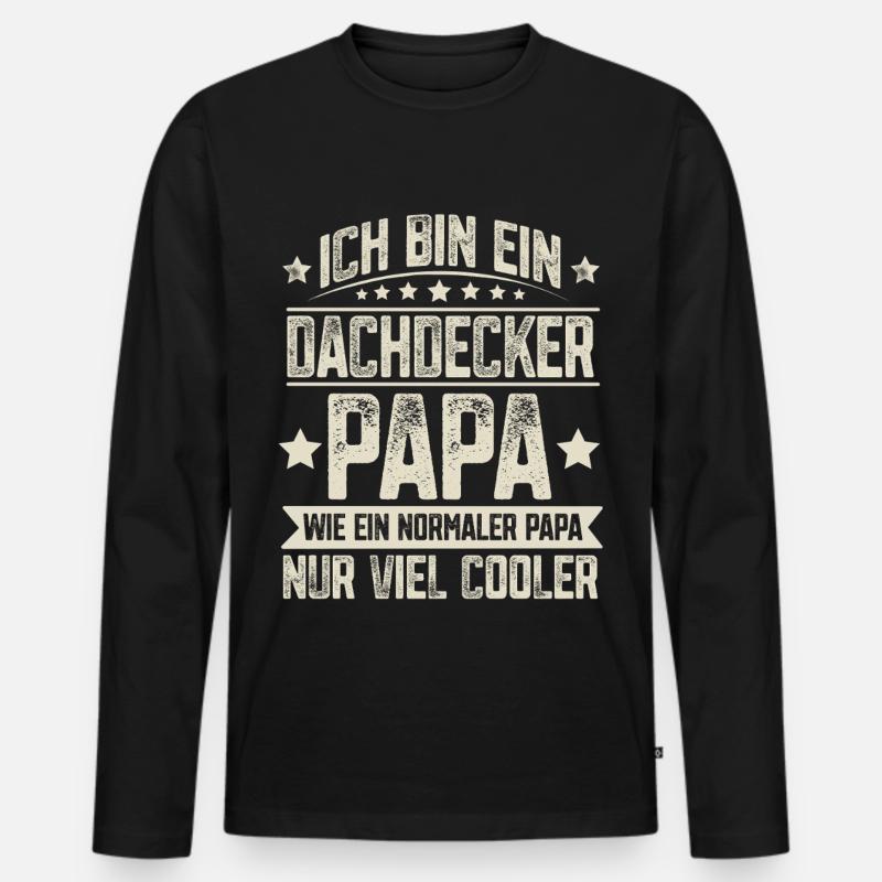 Dachdecker Papa - Männer Premium Bio Langarmshirt - Schwarz