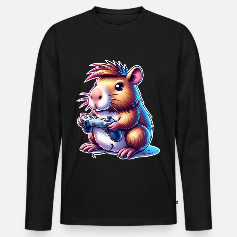 Capybara Gaming - Männer Premium Bio Langarmshirt - Schwarz