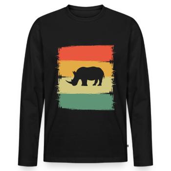 Rhinoceros - Men's Premium Organic Long Sleeve Shirt - black - Front - Nico (187cm)