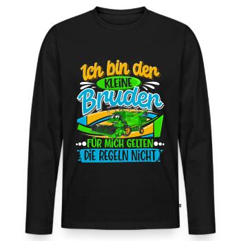 Kleiner Bruder - Männer Premium Bio Langarmshirt - Schwarz - Vorne - Nico (187cm)