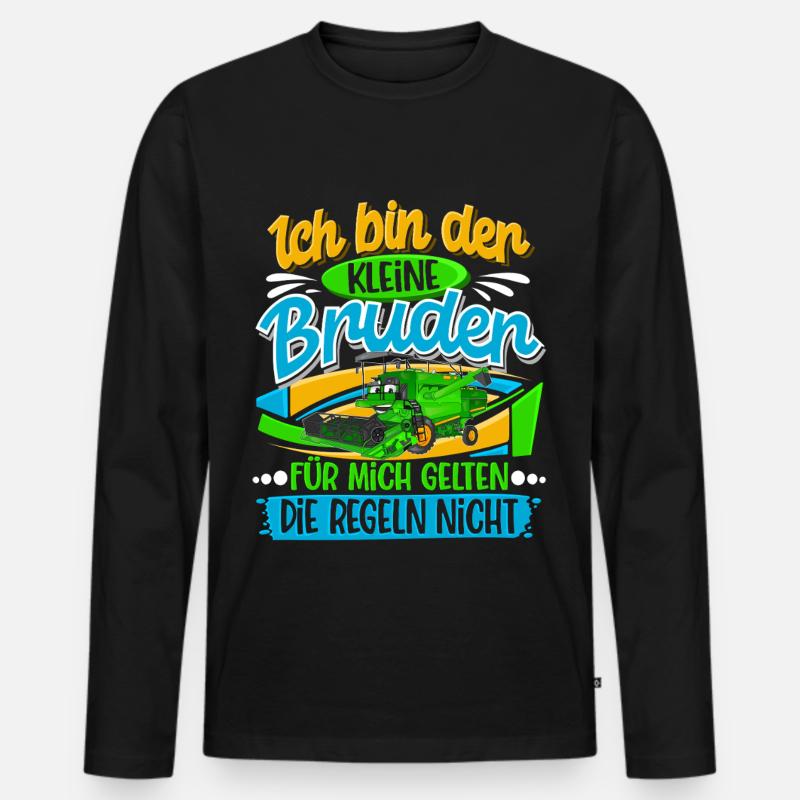 Kleiner Bruder - Männer Premium Bio Langarmshirt - Schwarz