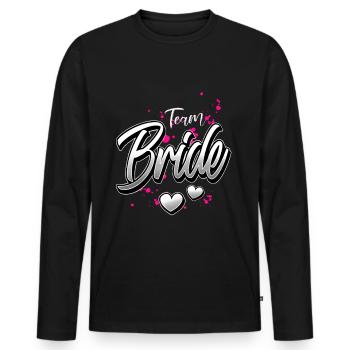 Team Bride - Männer Premium Bio Langarmshirt - Schwarz - Vorne - Nico (187cm)