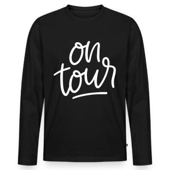 En tournée en disant camping - T-shirt manches longues Premium bio Homme - noir - Devant - Nico (187cm)