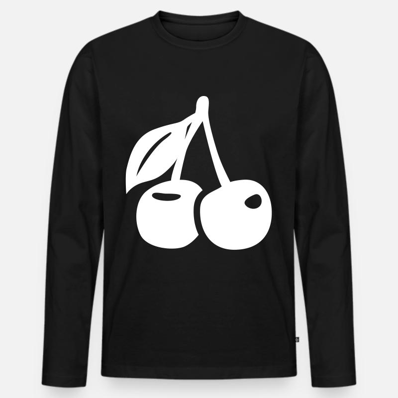 Kirschen symbol - Männer Premium Bio Langarmshirt - Schwarz