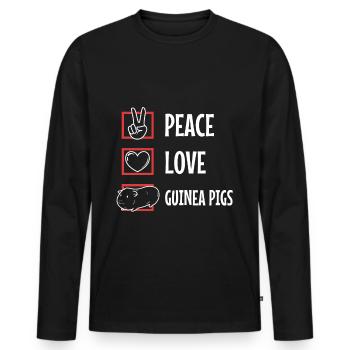 Peace love guinea pigs - Männer Premium Bio Langarmshirt - Schwarz - Vorne - Nico (187cm)