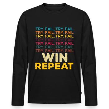 Try Fail Win Repeat Startup Founder - Men's Premium Organic Long Sleeve Shirt - black - Front - Nico (187cm)