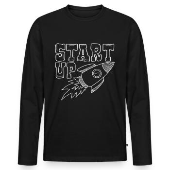 Startup Start Up Rocket Founder - Men's Premium Organic Long Sleeve Shirt - black - Front - Nico (187cm)