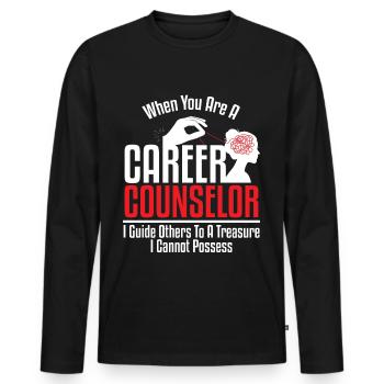 Career Counselor Guide To Treasure - Men's Premium Organic Long Sleeve Shirt - black - Front - Nico (187cm)