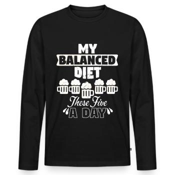 Balanced Diet Five Beer - Men's Premium Organic Long Sleeve Shirt - black - Front - Nico (187cm)