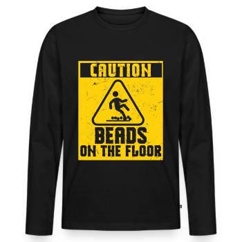 Caution Beads On Floor - Men's Premium Organic Long Sleeve Shirt - black - Front - Nico (187cm)