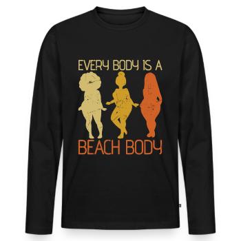 Body Is A Beach Body - Men's Premium Organic Long Sleeve Shirt - black - Front - Nico (187cm)