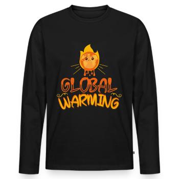 Warming Burning Earth - Men's Premium Organic Long Sleeve Shirt - black - Front - Nico (187cm)