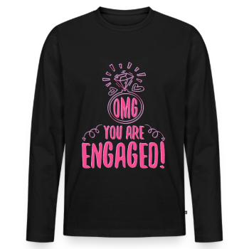 My God You Are Engaged Engagement - Men's Premium Organic Long Sleeve Shirt - black - Front - Nico (187cm)