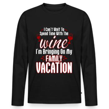 Wait To Spend Time With The Wine - Men's Premium Organic Long Sleeve Shirt - black - Front - Nico (187cm)
