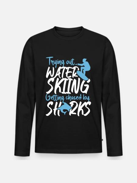 Out Water Skiing Getting Chased - Men's Premium Organic Long Sleeve Shirt - black