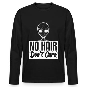 No Hair Dont Care Funny Bald Head - Men's Premium Organic Long Sleeve Shirt - black - Front - Nico (187cm)