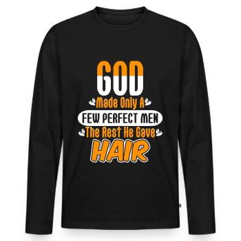 Made Perfect Men The Rest Got Hair - Men's Premium Organic Long Sleeve Shirt - black - Front - Nico (187cm)