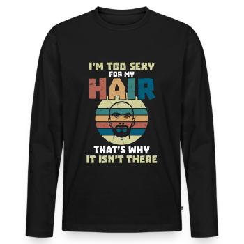 Sexy For My Hair Bald Head Humor - Men's Premium Organic Long Sleeve Shirt - black - Front - Nico (187cm)