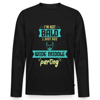 Bald Just Wide Middle Parting - Men's Premium Organic Long Sleeve Shirt - black - Front - Nico (187cm)