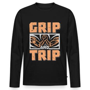 Grip And Trip Arm Wrestling - Men's Premium Organic Long Sleeve Shirt - black - Front - Nico (187cm)