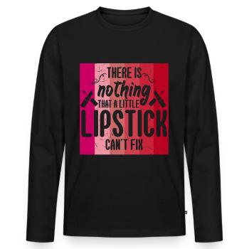 Lipstick Makes Everything Better - Men's Premium Organic Long Sleeve Shirt - black - Front - Nico (187cm)