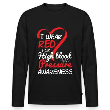 Red High Blood Pressure Awareness - Men's Premium Organic Long Sleeve Shirt - black - Front - Nico (187cm)