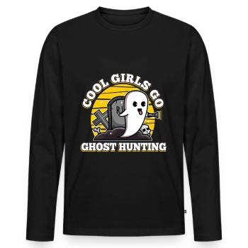 Cool girls go ghost hunting - Männer Premium Bio Langarmshirt - Schwarz - Vorne - Nico (187cm)