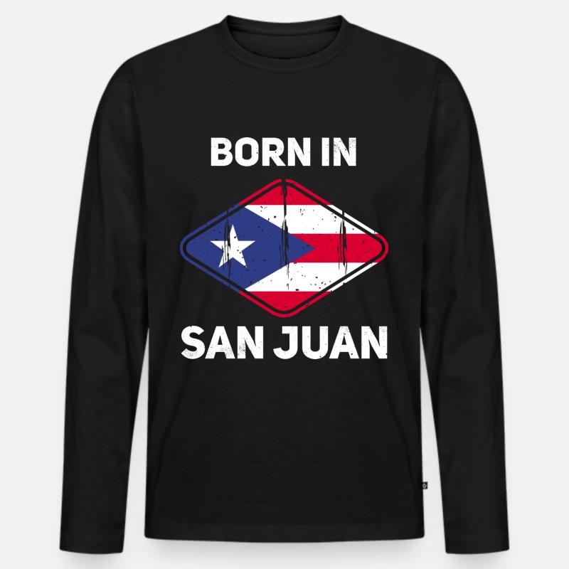 Puerto Rico - Männer Premium Bio Langarmshirt - Schwarz
