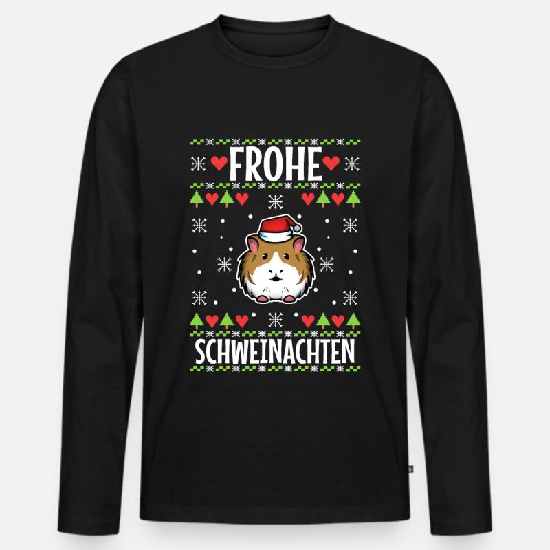 Frohe Schweinachten - Männer Premium Bio Langarmshirt - Schwarz