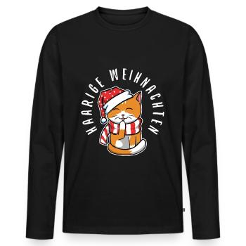 Haarige weihnachten - Männer Premium Bio Langarmshirt - Schwarz - Vorne - Nico (187cm)