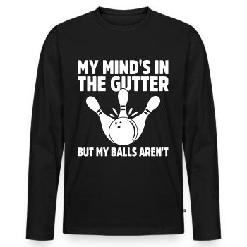Bowling Bowler Gutter Strike Replacement Needles - Men's Premium Organic Long Sleeve Shirt - black - Front - Nico (187cm)