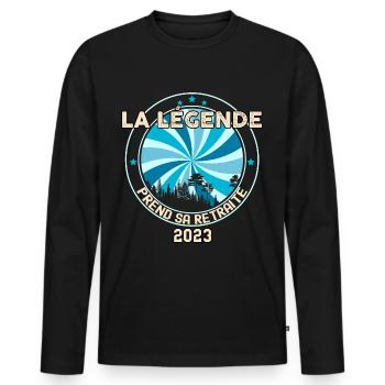 Retraité legende 2023 humour Cadeau Homme - T-shirt manches longues Premium bio Homme - noir - Devant - Nico (187cm)