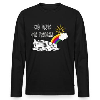 Gott hält sein Versprechen, Bibel, Arche Noah - Männer Premium Bio Langarmshirt - Schwarz - Vorne - Nico (187cm)