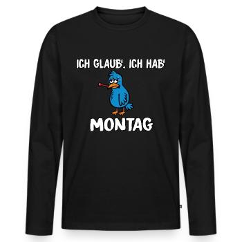 Ich glaub ich hab Montag - Männer Premium Bio Langarmshirt - Schwarz - Vorne - Nico (187cm)