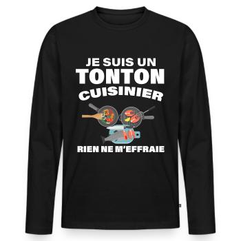 J'aime La Cuisine De Mon Tonton - T-shirt manches longues Premium bio Homme - noir - Devant - Nico (187cm)