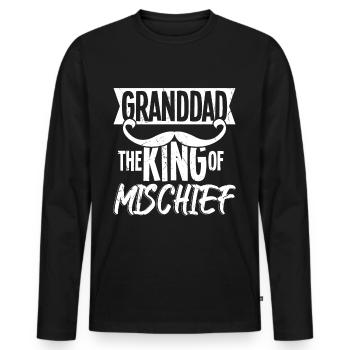 Granddad The King Of Mischief - Men's Premium Organic Long Sleeve Shirt - black - Front - Nico (187cm)